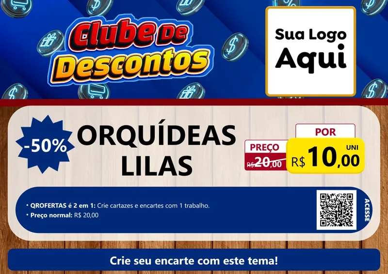 Modelo de Cartaz para Cartaz A4 Horizontal com o tema Clube de Descontos para Floricultura e jardim