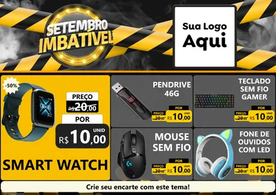 Modelo de Encarte para Encarte A4 Horizontal com o tema Setembro Imbatível para Informática