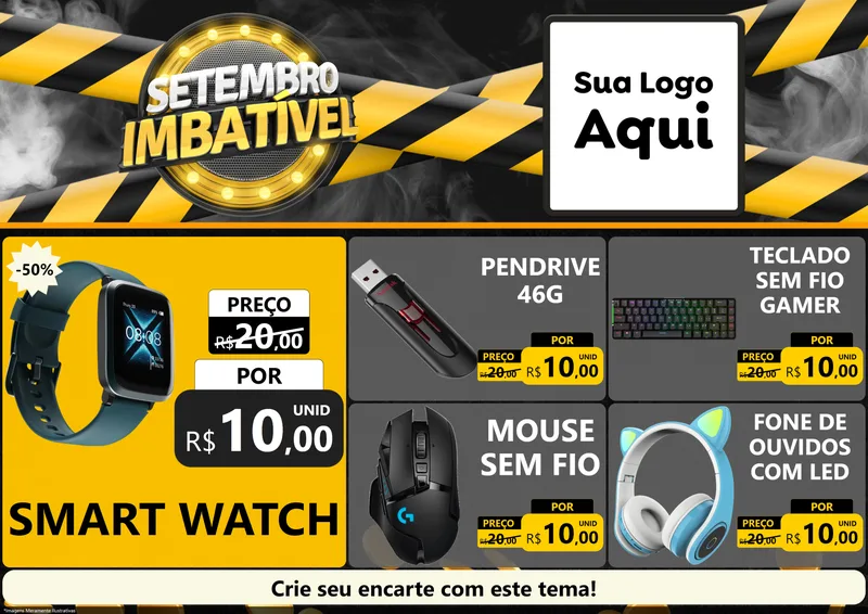 Modelo de Encarte para Encarte A4 Horizontal com o tema Setembro Imbatível para Informática