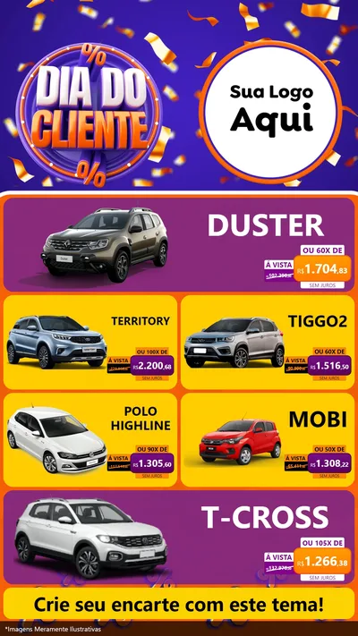 Modelo de TV para TV Vertical com o tema Dia do Cliente para Concessionaria de Carros