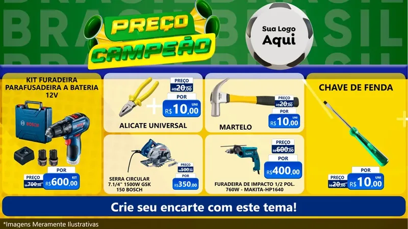Modelo de TV para TV Horizontal com o tema Preço Campeão - Copa para Maquinas e Ferramentas