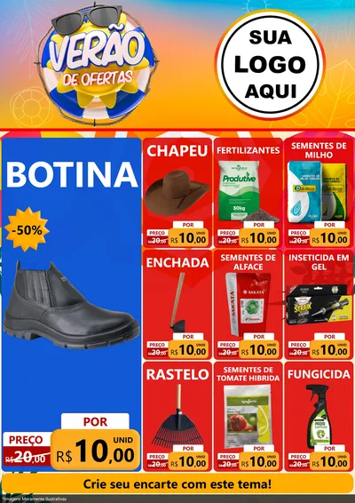 Modelo de Encarte para Encarte A4 Vertical com o tema Verão de Ofertas para Agropecuária