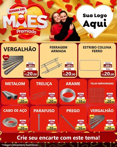 Modelo de Rede Social para Feed Instagram com o tema Semana das Mães Premiada para Ferragens