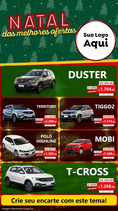 Modelo de TV para TV Vertical com o tema Natal das Melhores Ofertas para Concessionaria de Carros