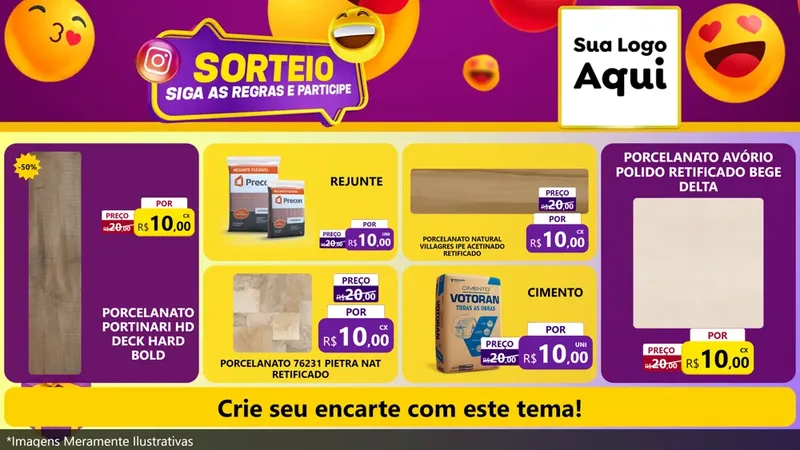 Modelo de TV para TV Horizontal com o tema Sorteio para Pisos e revestimentos