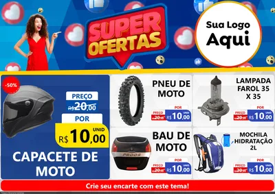 Modelo de Encarte para Encarte A4 Horizontal com o tema Super Ofertas para Moto peças