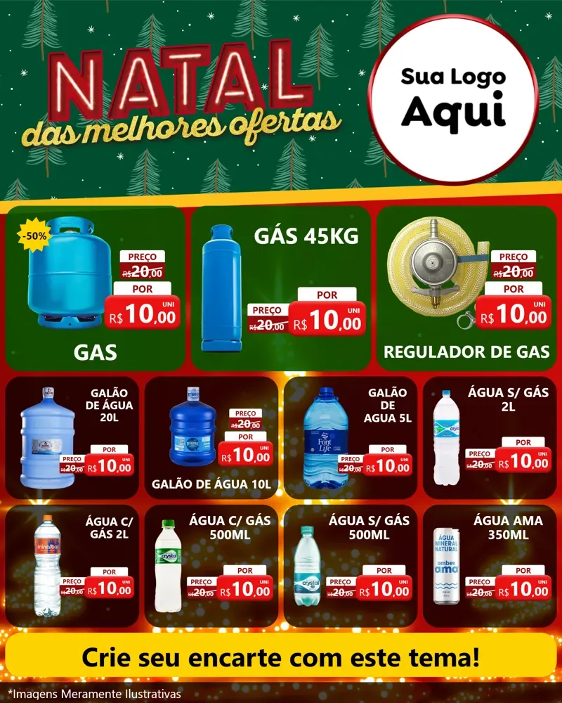Modelo de Rede Social para Feed Instagram com o tema Natal das Melhores Ofertas para Água e gás