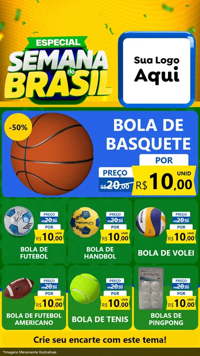 Modelo de Rede Social para Stories com o tema Especial Semana do Brasil para Artigos Esportivos