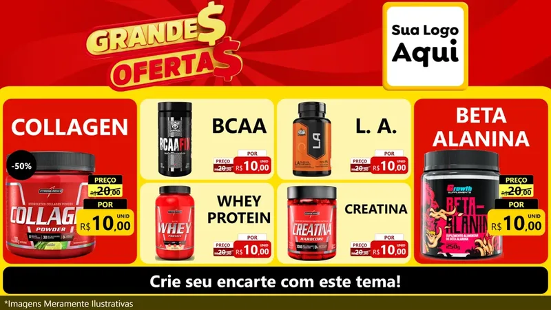 Modelo de TV para TV Horizontal com o tema Grandes Ofertas para Suplementos alimentares