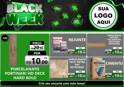 Modelo de Encarte para Encarte A4 Horizontal com o tema Black Week para Pisos e revestimentos