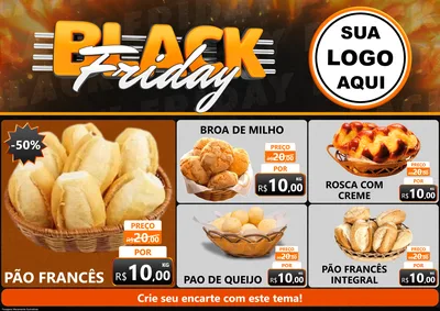 Modelo de Encarte para Encarte A4 Horizontal com o tema Black Friday para Padaria