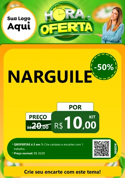 Modelo de Cartaz para Cartaz A4 Vertical com o tema Hora da Oferta para Tabacaria