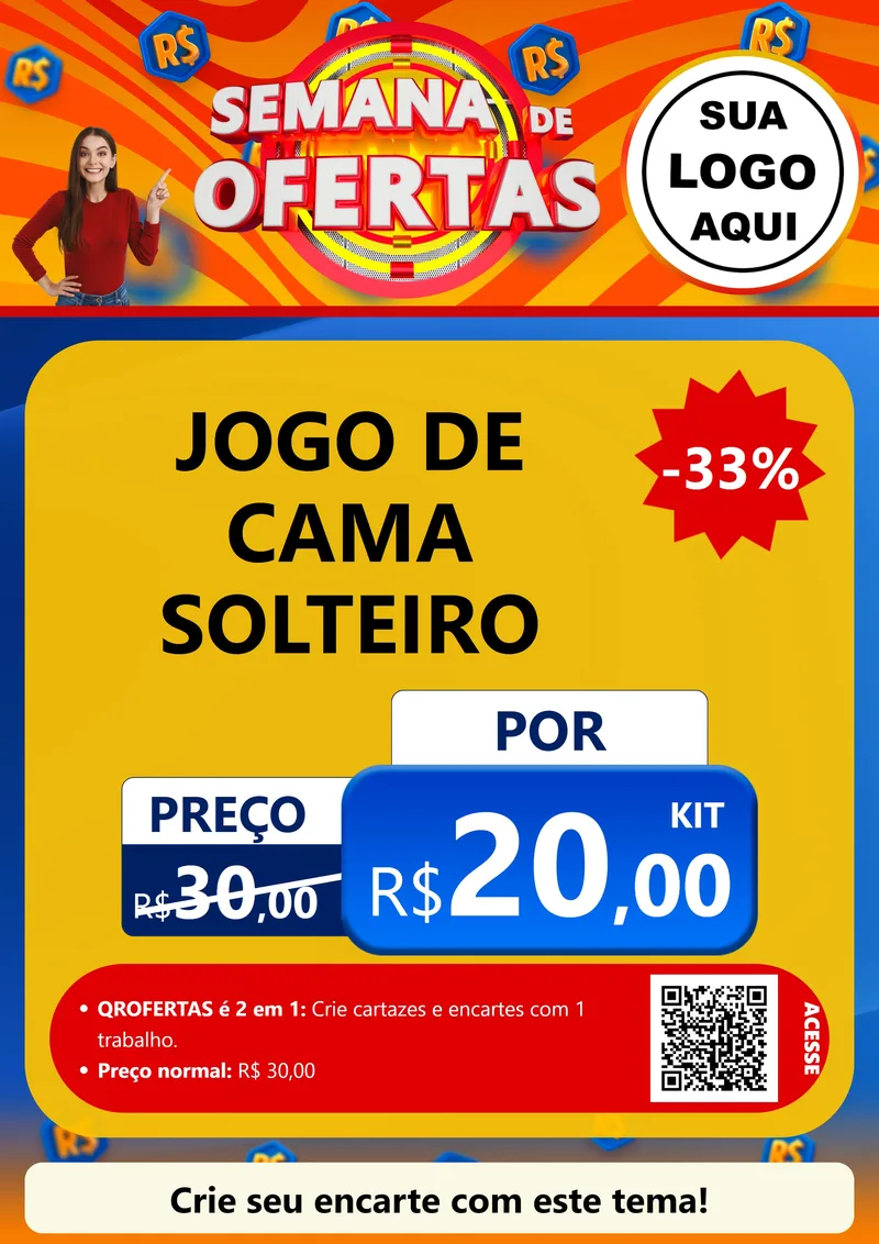 Modelo de Cartaz para Cartaz A4 Vertical com o tema Semana de Ofertas para Cama, Mesa e Banho