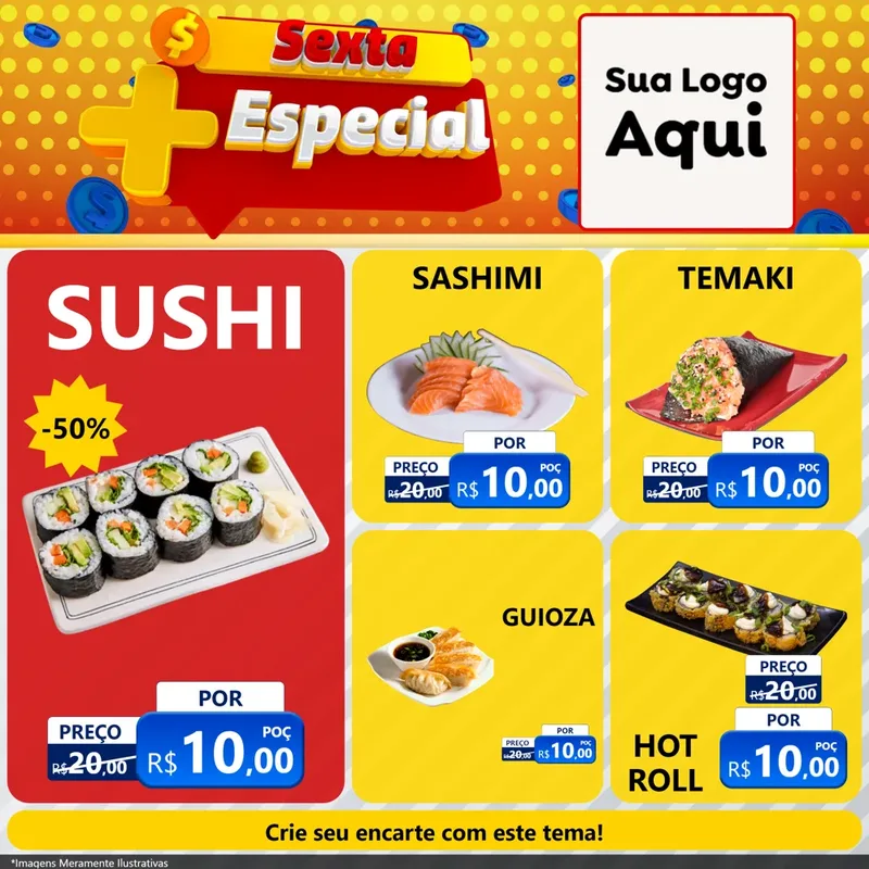 Modelo de Rede Social para Feed Facebook com o tema Sexta Mais Especial para Comida japonesa