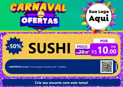 Modelo de Cartaz para Cartaz A4 Horizontal com o tema Carnaval de Ofertas para Comida japonesa