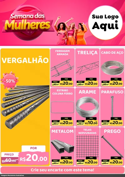Modelo de Encarte para Encarte A4 Vertical com o tema Semana das Mulheres para Ferragens