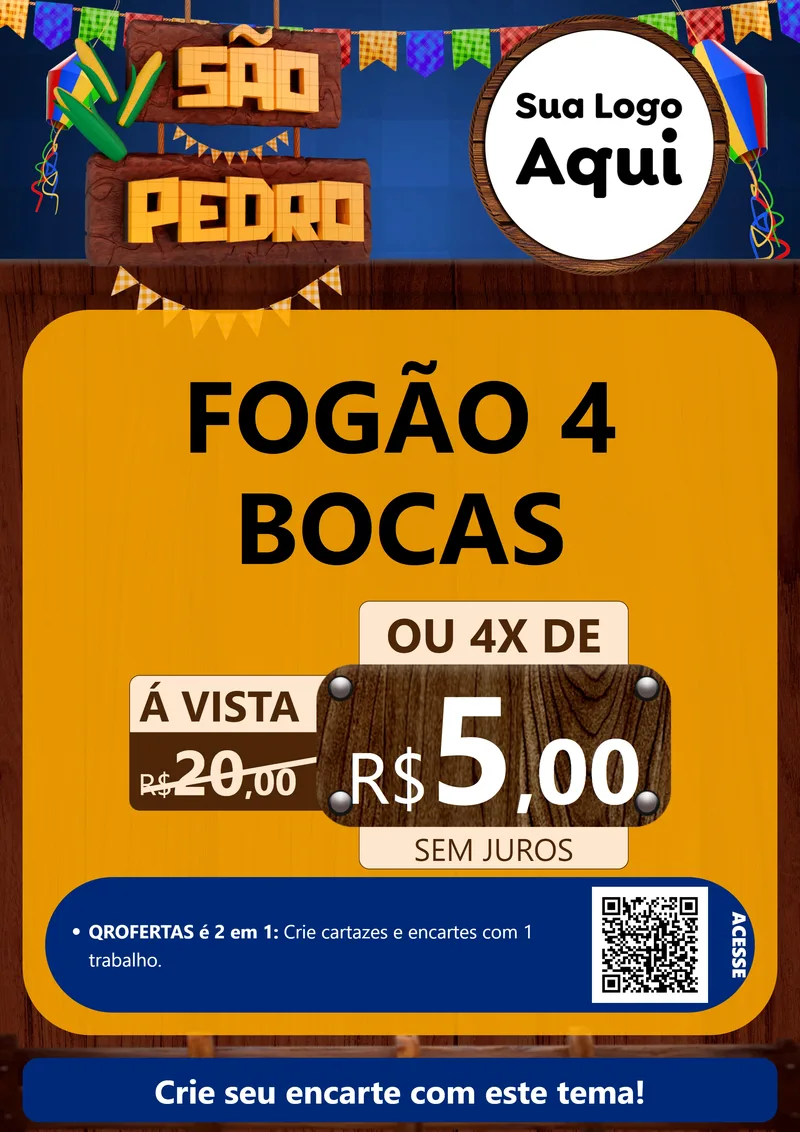 Modelo de Cartaz para Cartaz A4 Vertical com o tema São Pedro para Móveis e Eletro
