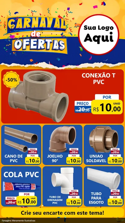 Modelo de Rede Social para Stories com o tema Carnaval de Ofertas para Tubos e conexões