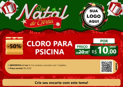 Modelo de Cartaz para Cartaz A4 Horizontal com o tema Um Natal de Ofertas para Produtos para Piscina