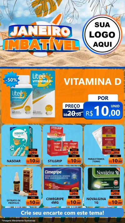 Modelo de Rede Social para Stories com o tema Janeiro Imbatível para Farmácia