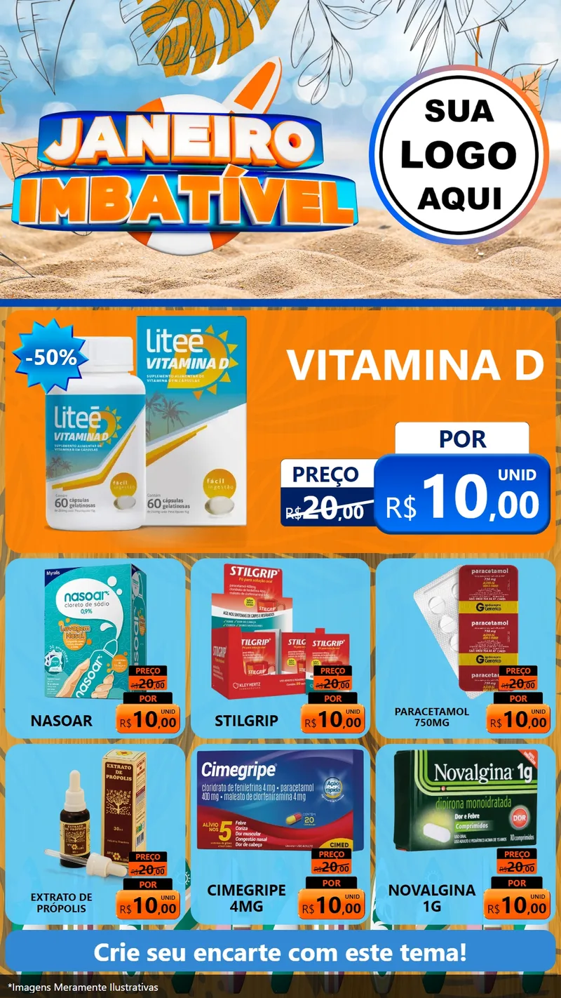 Modelo de Rede Social para Stories com o tema Janeiro Imbatível para Farmácia