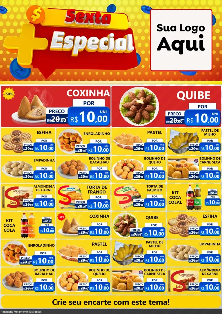 Modelo de Encarte para Encarte A4 Vertical com o tema Sexta Mais Especial para Salgadaria
