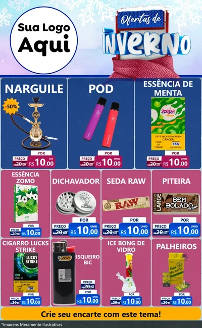 Modelo de Encarte para Encarte Grande com o tema Ofertas de Inverno para Tabacaria