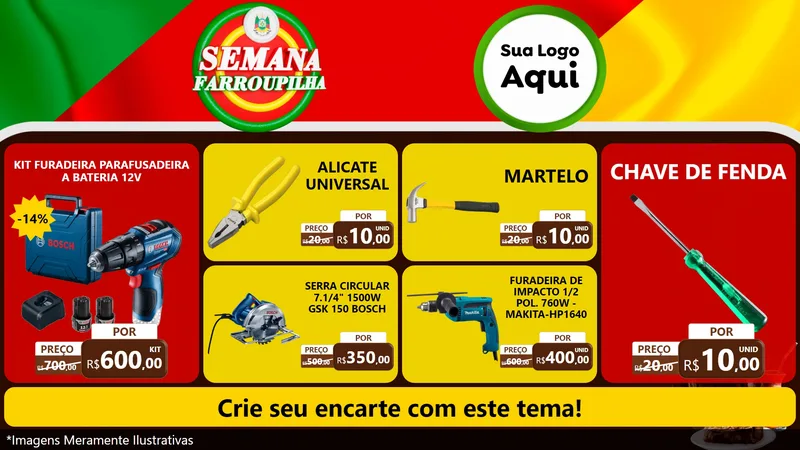 Modelo de TV para TV Horizontal com o tema Semana Farroupilha para Maquinas e Ferramentas