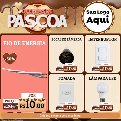 Modelo de Rede Social para Feed Facebook com o tema Ofertas de Páscoa para Materiais Elétricos