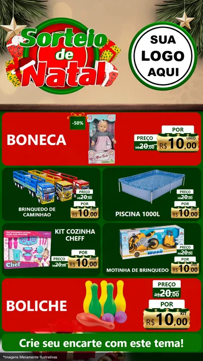 Modelo de TV para TV Vertical com o tema Sorteio de Natal para Brinquedos