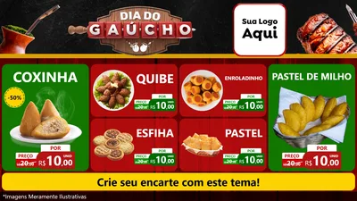 Modelo de TV para TV Horizontal com o tema Dia do Gaúcho para Salgadaria