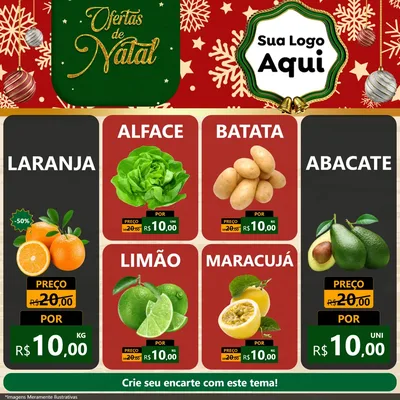 Modelo de Rede Social para Feed Facebook com o tema Natal de Ofertas para Hortifrúti