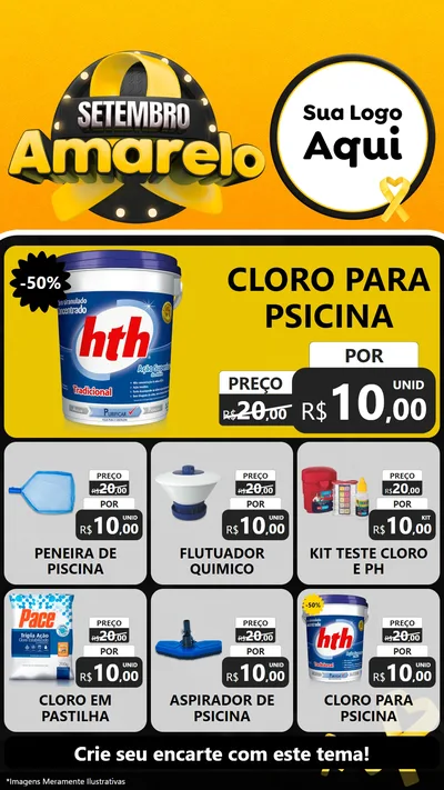 Modelo de Rede Social para Stories com o tema Setembro Amarelo para Produtos para Piscina