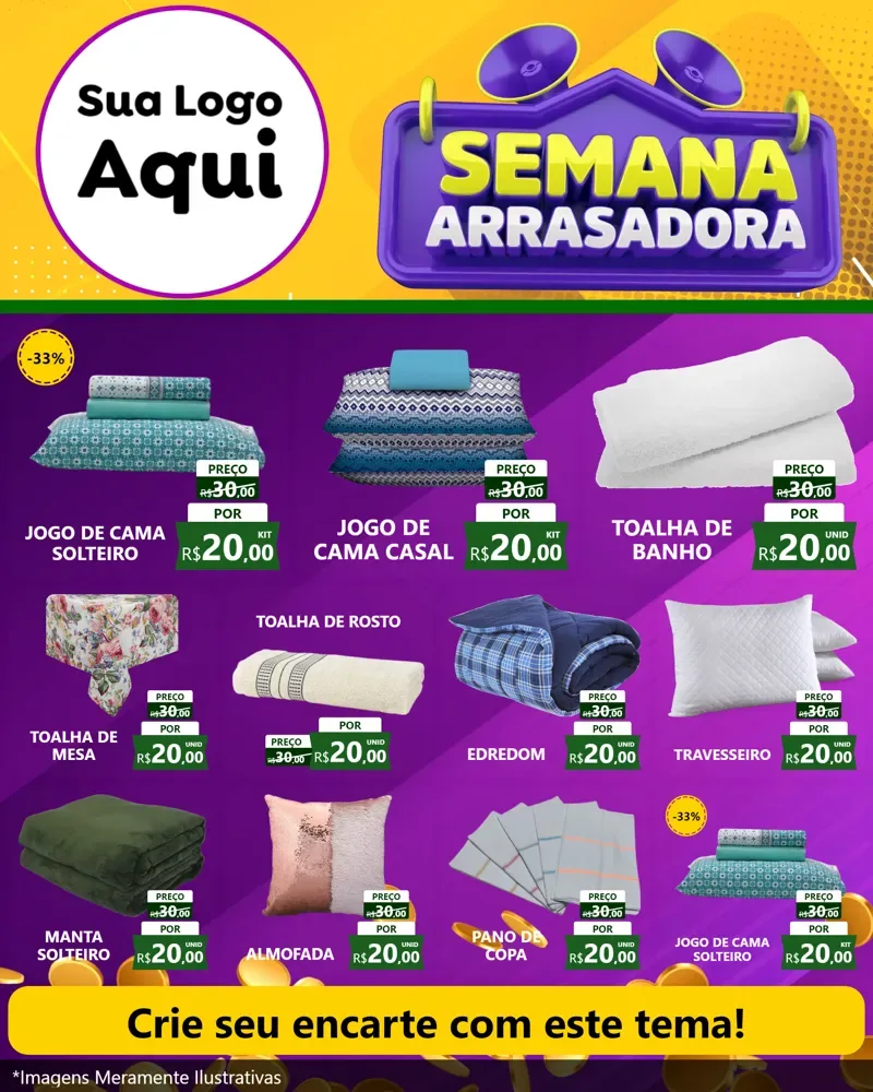Modelo de Rede Social para Feed Instagram com o tema Semana Arrasadora para Cama, Mesa e Banho