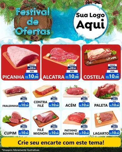 Modelo de Rede Social para Feed Instagram com o tema Festival de Ofertas - Inverno para Açougue