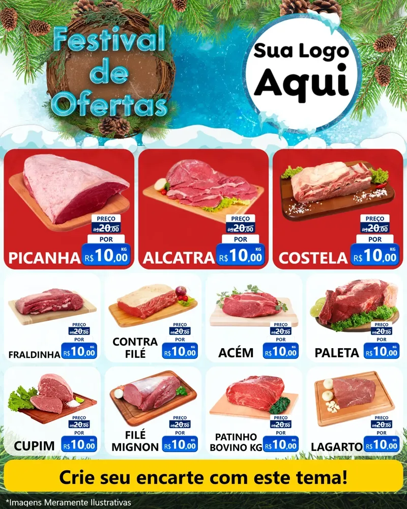 Modelo de Rede Social para Feed Instagram com o tema Festival de Ofertas - Inverno para Açougue