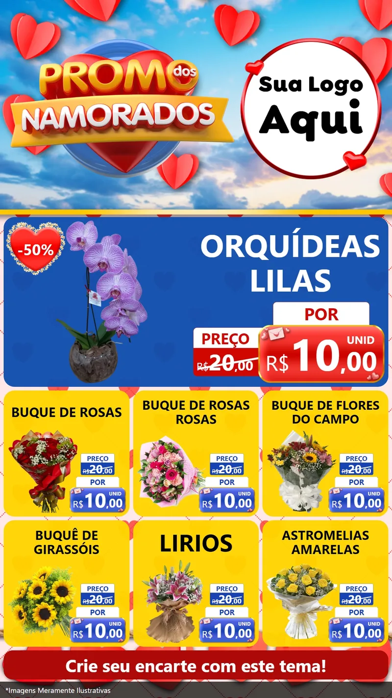 Modelo de Rede Social para Stories com o tema Promo dos Namorados para Floricultura e jardim