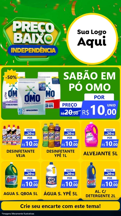 Modelo de Rede Social para Stories com o tema Preço Baixo de Independência para Produtos de Limpeza