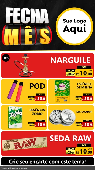 Modelo de TV para TV Vertical com o tema Fecha Mês para Tabacaria
