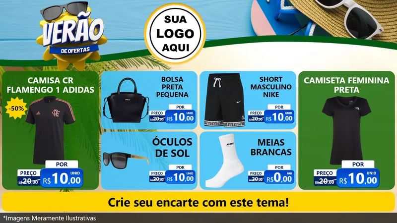 Modelo de TV para TV Horizontal com o tema Verão de Ofertas para Roupas e acessórios