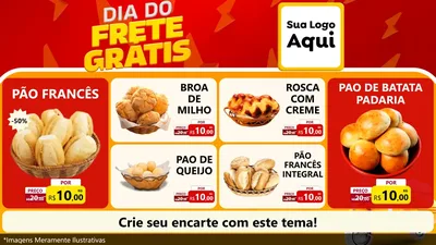 Modelo de TV para TV Horizontal com o tema Dia do Frete Grátis para Padaria