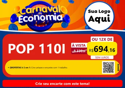 Modelo de Cartaz para Cartaz A4 Horizontal com o tema Carnaval da Economia para Concessionaria de Motos