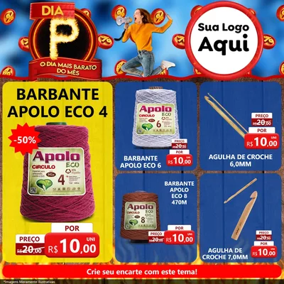 Modelo de Rede Social para Feed Facebook com o tema Dia P - O Dia Mais Barato Do Mês para Armarinho e Aviamentos