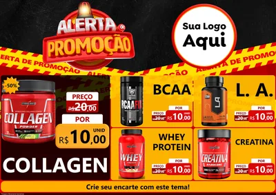Modelo de Encarte para Encarte A4 Horizontal com o tema Alerta de Promoção para Suplementos alimentares