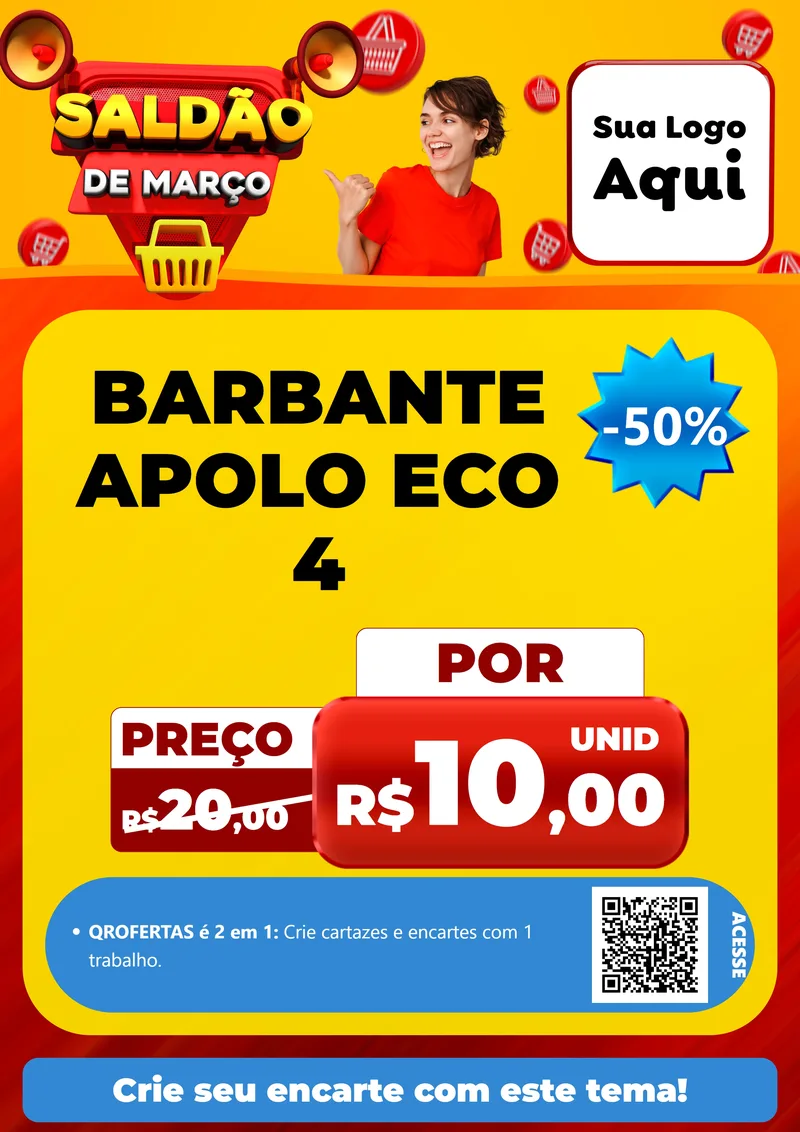 Modelo de Cartaz para Cartaz A4 Vertical com o tema Saldão de Março para Armarinho e Aviamentos
