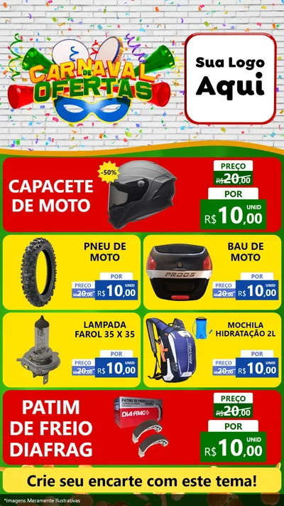 Modelo de TV para TV Vertical com o tema Carnaval de Ofertas para Moto peças