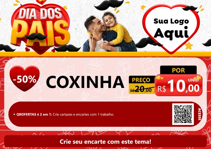 Modelo de Cartaz para Cartaz A4 Horizontal com o tema Dia dos Pais para Salgadaria