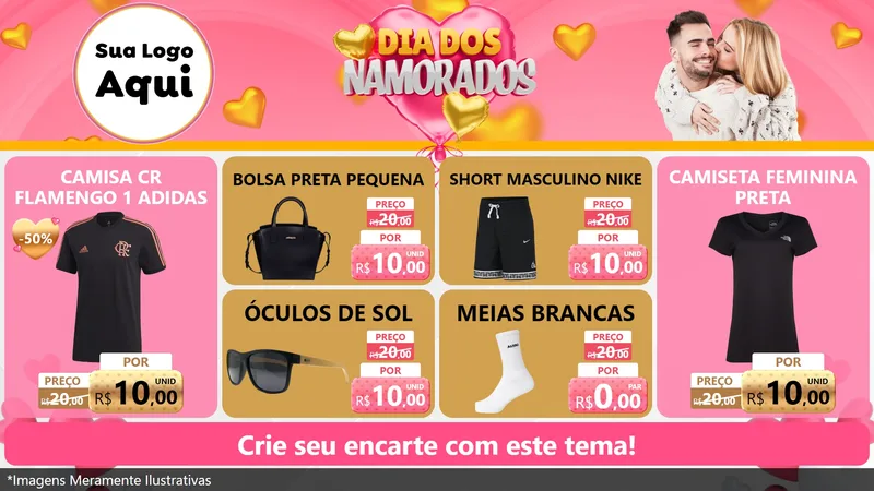 Modelo de TV para TV Horizontal com o tema Dia dos Namorados para Roupas e acessórios