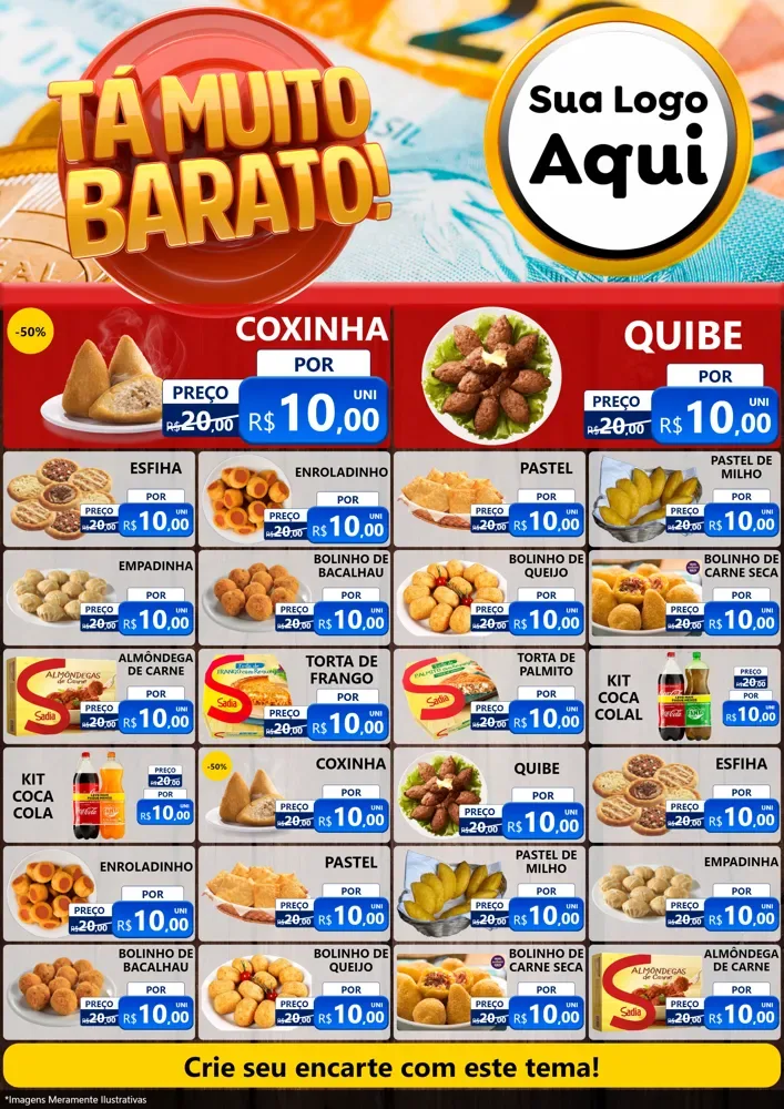 Modelo de Encarte para Encarte A4 Vertical com o tema Está Muito Barato para Salgadaria