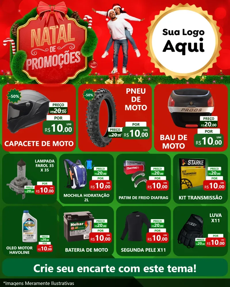 Modelo de Rede Social para Feed Instagram com o tema Natal de Promoções para Moto peças